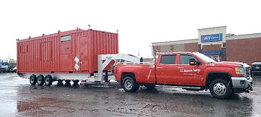 pPickup truck and large utility trailer on road